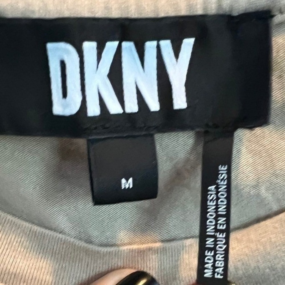 DKNY Womens Mixed Media Puff Sleeve Top Beige Black Floral Metallic P41HEOOJ M - Picture 4 of 7